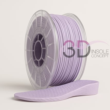 Bobine de filament TPU moussant mauve, destiné à l'impression 3D de semelles orthopédiques