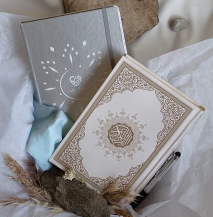 Produits AnNour Coran carnet de notes et stylo argenté