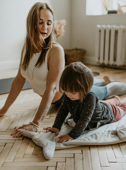 mother and daughter practicing health