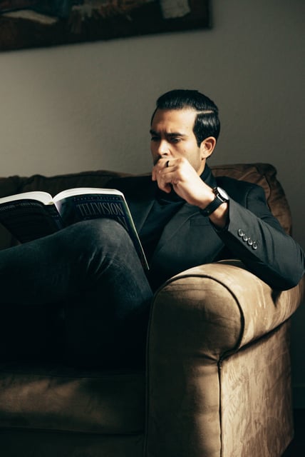 Gentleman reading a book