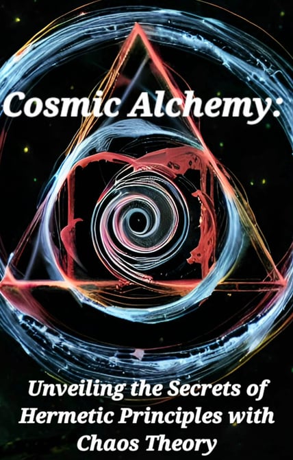 a book cover of cosmic alchemy, with a photo of a spiralle