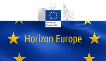 flag of the european union saying "Horizon Europe"