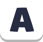 a white square icon with a letter a