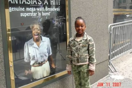 Image of 6 year old Valicia Carmen attending the original Broadway production of The Color Purple