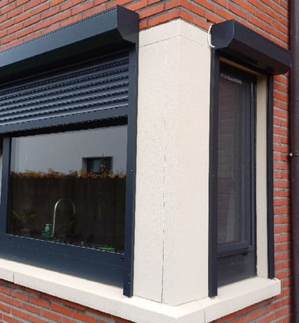 modern window installation. aluminium. frames. integrated roller shutters. energy-efficient