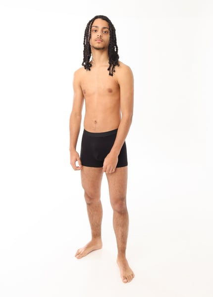 a man in a black underwearsuit and a black underwear