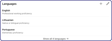 LinkedIn languages section