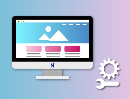 Illustration d'un écran d'ordinateur sur une page d'accueil de site web et des outils de maintenance