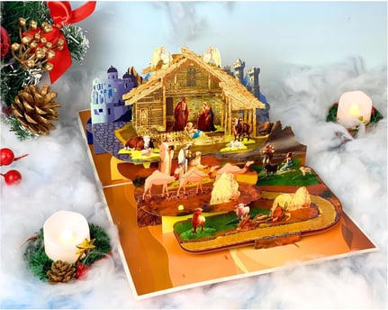 3D Nativity scene Christmas card