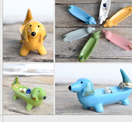 Dog Jewelry,Organizer Tray,Trinket Dish,Jewelry Ring Dish,Colorful Dog,Desk Accessories,Figurines
