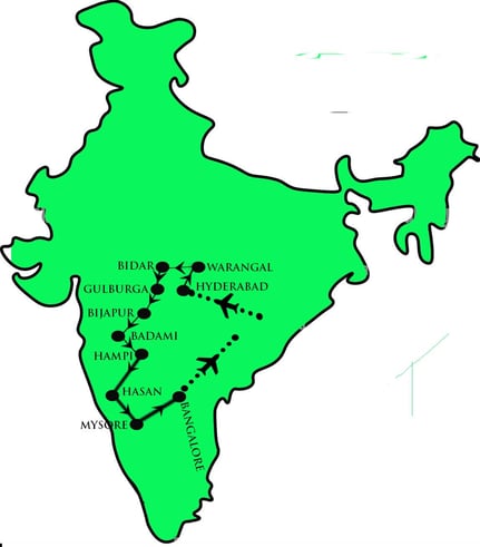 Map of Hyderabad to Bangalore tour package