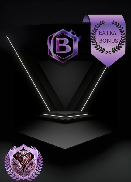 dark stage with spotlight, purple medal for xtra bonus, and elegant logo backdrop on a dark backgrou