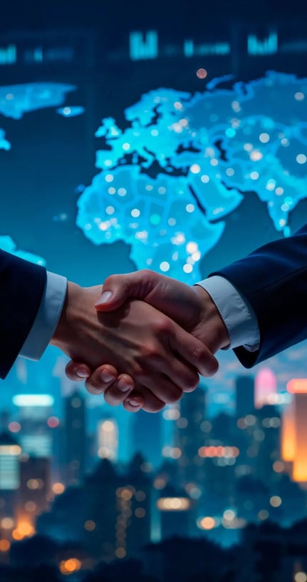 Handshake representing global partnership in pharmacovigilance