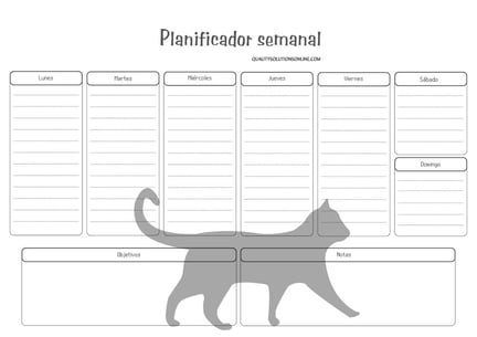 planificadores con diseños de gatos para imprimir gratis