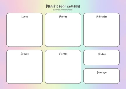 planificador semanal arcoiris para imprimir gratis