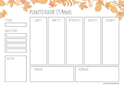 Planificadores Semanales con Diseño de Otoño para Descargar Gratis