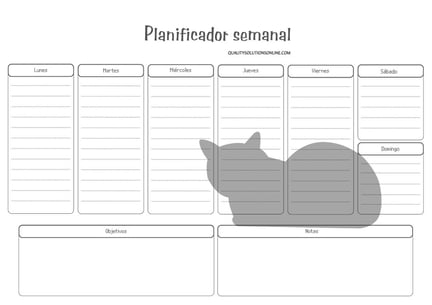 planificadores con diseños de gatos para imprimir gratis