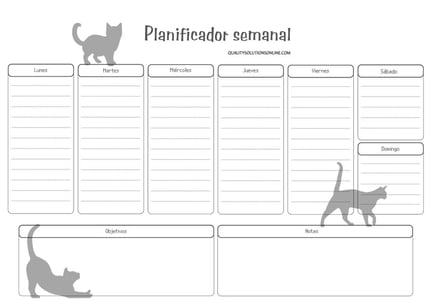 planificadores con diseños de gatos para imprimir gratis