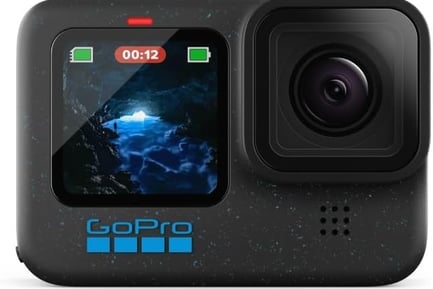 GoPro Hero 12 Black. Resolución: Video 5.3K a 60 fps. Sumergible hasta 10 m sin carcasa