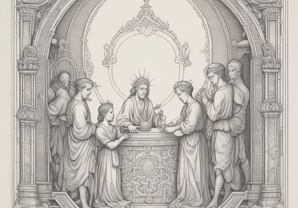 a room with a large arched doorway