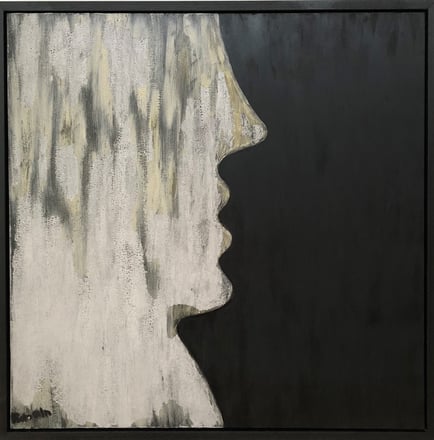 Mask, 100 cm x 100 cm, Painting on cotton canvas, plant based dyes