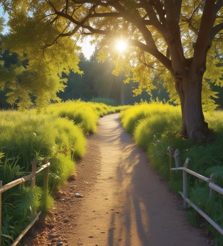 A path in the middle of a field of tall grass