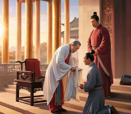 Thái Thượng Hoàng Trần Thái Tông Trao Áo Bông Cho Quốc Khang
