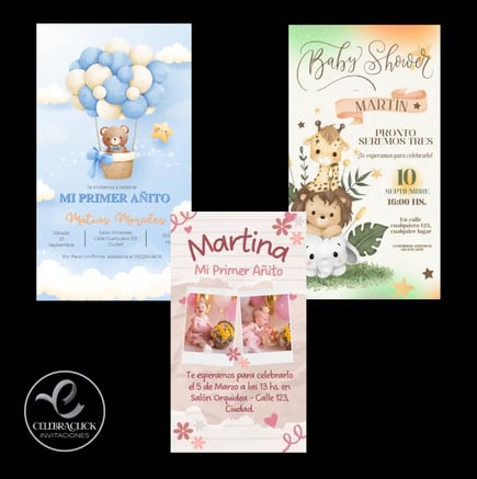 Invitaciones digitales infantiles Baby Shower y primer año - Celebraclick