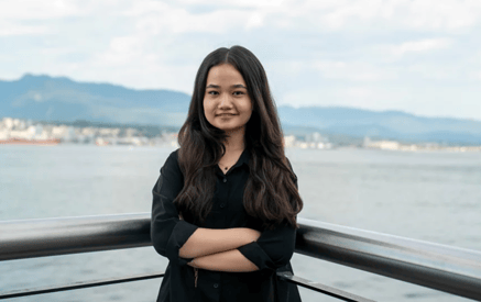 Nila Ibrahimi, International Children's Peace Prize Winner, standing in Vancouver.