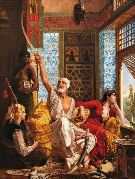 Women and an Old Man in Harem - 1883  Walter Charles Horsley