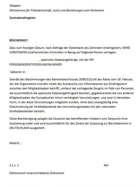 traduccion jurada al alemán de antecedentes penales