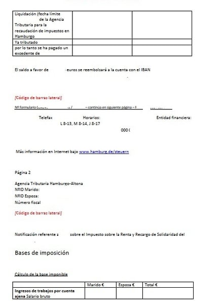 notificacion fiscal alemana, traducción jurada al español, página 2