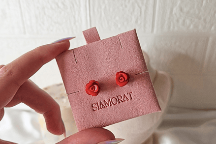 Handcarved Coral Rose Earrings