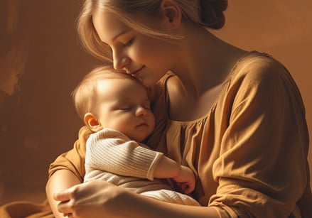 Eine Mutter und Baby.