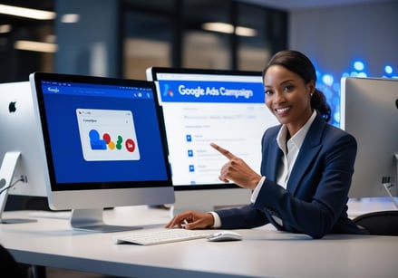 digital marketing consultant, presenting SEO and social media results report and Google My Business