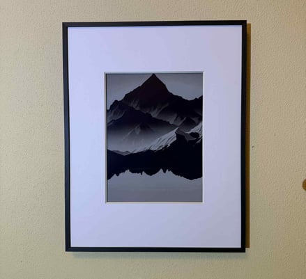 Black and white mountain graphic in digital photo frame