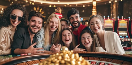 a group of people standing around a roulet roulet roulet