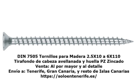 Tornillo Tirafondo para Madera Zincado PZ DIN 7505