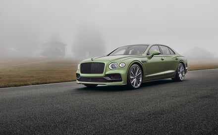 a green bentley flying spur