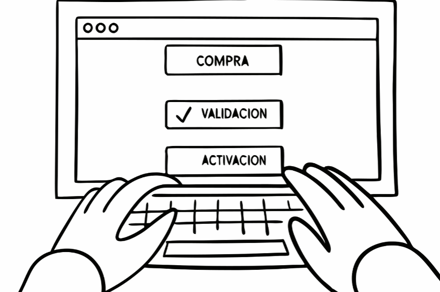 una persona tipeando en su computadora con un flujo de usuario