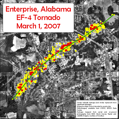 Enterprise Alabama EF-4 Tornado Damage