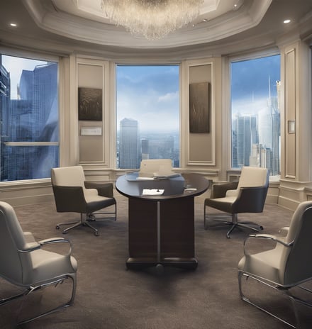 two men in suit sitting on sofa