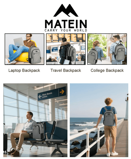 MATEIN Anti-theft Travel Backpack perfect for secure city travel in US urban centers like Chicago.