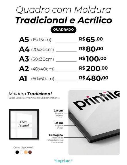 Tabela de Preços e tamanhos quadros decorativos Imprinté Artes Personalizado Pôster Placa Decorativa Quadro com moldura Caixa