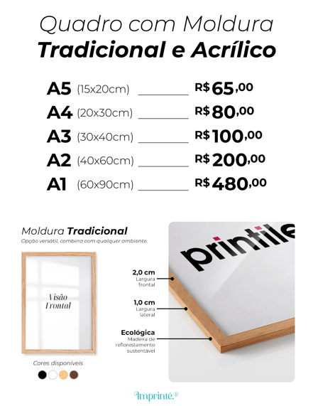 Tabela de Preços e tamanhos quadros decorativos Imprinté Artes Personalizado Pôster Placa Decorativa Quadro com moldura Caixa