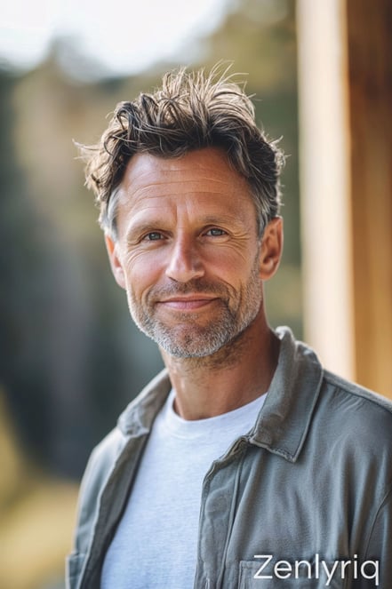 smiling middle-aged man outdoors, representing steady energy and natural daily blood sugar support