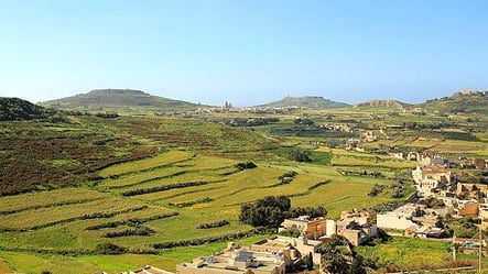 View of Gozo's terraced hills.