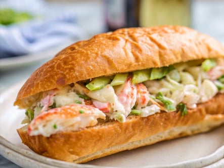 a sandwich with crab meat
