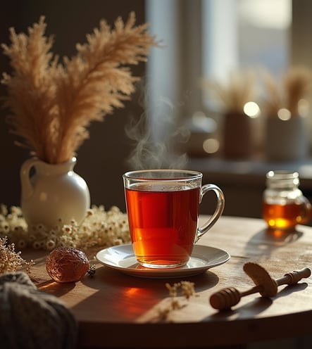a cup of tea with a cup of tea and a teapot