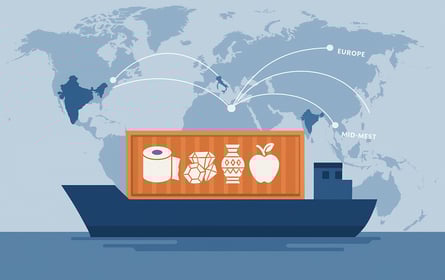 Global export and supplier illustration.